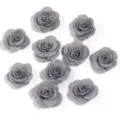 Fiori di rosa in tessuto glitterato argento accessori fai da te per vestiti borse scarpe 10pz - Grigio