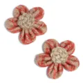 Handmade burlap fabric flower DIY accessories with red mesh for clothing and hair clips. - Lace Jute Style / 2 Pieces/Pack (Approx. 8cm) / Red