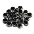Kiln-glazed ceramic large-hole flat round loose beads for DIY jewelry making and bracelets. - 10 Pieces/Pack (12mmx6.5mm) / Black