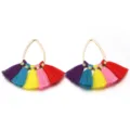 Bunte Tropfen Quasten Anhänger Mehrfarbig Polyester DIY Ohrring Zubehör Bauteil - Tropfen und Fächer / Ca. 36 mm hoch / Rot/Rosa/Gelb/Blau/Violett