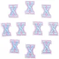 Parche bordado de letra X azul y rosa alfabeto ropa accesorio DIY visualización SKU - 3cm / Paquete de 10 / Letra X rosa y azul