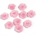 Applicazioni di fiori di rosa in tessuto rosa con finitura glitterata, ideali per fai-da-te. - Rosa