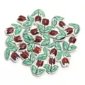 Ceramic tulip flower beads detail view, ideal for handmade DIY jewelry making and craft accessories. - 16x14mm, Hole Approx 2.5mm / Dark Coffee