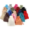 Bunte Leinen Kordelzugbeutel für Schmuck Geschenkverpackung Aufbewahrung bunt. - 5 Stück / Zufällige Mischfarben / 20x30cm