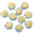 Handgemachte Chiffonblumen zweifarbig gebrannte Kante DIY Haarschmuck Nähzubehör 10Stk - Gelb + Blau