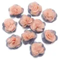 4cm Chiffon doppelSchicht handgemachte Blumen verbrannte Kanten fur DIY Haarspangen Zubehor - Blutrot & Grau
