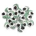 Ceramic tulip flower beads DIY handmade bracelet necklace jewelry making accessories pendant 50pcs - 16x14mm, Hole Approx 2.5mm / Black