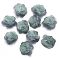 Hellblaue Chiffon Blumen mit Brandkante, 4cm DIY Bastelzubehör für Haarschmuck und Kleidung - Blaugrün & Dunkelblau