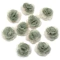 4cm Chiffon Zweifarbige Gebrannte Kanten Handgemachte Blumen DIY Haarschmuck Zubehoer - Grün und Cremeweiß