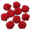 Rote Chiffon brennende Kanten handgemachte Blumen DIY Zubehoer fuer Haarklammern 10Stk - Rot + Weinrot