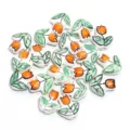 Ceramic tulip beads white orange flower loose spacer beads for DIY handmade jewelry making. - 16x14mm, Hole Approx 2.5mm / Orange
