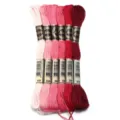 Verloop roze polyester borduurgaren strengen, elk 8m, kruissteek DIY handwerk garens - 6 Stuks/Pak / Roze serie 02