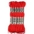Rode polyester borduurgaren, 8 meter per skein, ideaal voor handgemaakte kruissteek knutselwerken. - 6 Stuks/Pak / Rood