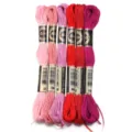 8m polyester kruissteek borduurgaren kleurrijke DIY handwerk naaigaren set artikelen - 6 Stuks/Pak / Rode serie 01