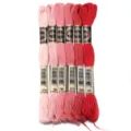 Polyester borduurgaren kruissteek draad 8m per strestreng kleurrijk DIY handwerk naaibenodigdheid - 6 Stuks/Pak / Rode serie 02