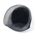 Black mesh velvet rose flower brooch hair clip accessory for garments and bags detailing. - Diameter Approx 5cm / Mesh Black