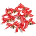 Red Christmas ribbon bow detail with golden bell for festive party decoration and craft use. - 4cm*6.5cm / Reindeer Style