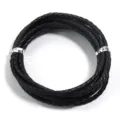 Black braided leather cord for DIY jewelry making, bracelets, necklaces, and crafts. - 3mm / Black