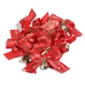 Polyester Christmas printed bow with bell for holiday party decoration and gift wrapping. - 4cm*7cm / Two-Color Letter Style