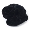 Black velvet rose flower accessory for hair clip brooch or clothing garment apparel decor - Diameter Approx. 8cm / Velvet Black