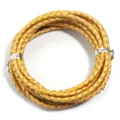 Yellow genuine leather braided cord for DIY jewelry making, bracelets, necklaces, and crafts. - 3mm / Gold
