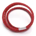 Cordón de cuero trenzado rojo pulsera collar DIY cuerda de cuero genuino multicapa con cierre - 4mm (Longitud Total Aprox. 59cm) / Rojo