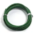 Close-up detail of genuine leather braided cord, smooth green texture for DIY crafts. - 3mm / Green