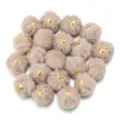 Faux rabbit fur pom pom charms with gold loops for earrings keychains garment DIY accessories - 20 Pcs/Pack / Light Coffee Faux Rabbit Fur