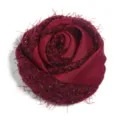 Burgundy velvet mesh glitter rose flower accessory detail, perfect for apparel and crafts. - Glitter Wine Red