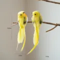 Artificial feather yellow bird pendant cute animal home decor hanging ornament 2pcs - Pair / Style G