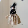 Halloween muñeca bruja colgante decoración con escoba y falda dorada para fiesta y casa - Estilo A Champaña