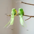 Simulation feathered green bird ornament, cute home decor and photography prop for tree. - Pair / Style H