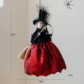 Decoración colgante de bruja de Halloween con escoba vestido rojo muñeca espeluznante - Estilo B Rojo