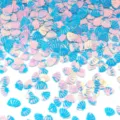 Close-up detail of iridescent shell sequins, holographic nail art glitter flakes for DIY crafts. - 30g/Pack (8mmx6mm) / Golden Luster Blue