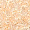 Close-up detail of cream iridescent glass seed beads, ideal for DIY jewelry and slime filling. - 40g/Pack / Mixed Beige Series