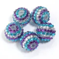 Resin rhinestone large hole beads DIY jewelry making accessories sparkle crystal charms 5pcs - 20mm / Blue Purple White