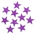 Detailed view of purple embroidered star patches, perfect for clothing and craft DIY decoration. - 3cm / Purple