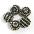 Resin rhinestone large hole beads sparkling black gold crystal DIY crafts accessory - 20mm / Gold Black