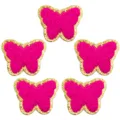 Vista dettagliata di toppe a farfalla in ciniglia rosa con bordi glitterati oro per il fai da te. - Farfalla / 5.5cmx4.5cm (8g/Confezione) / Rosso rosa