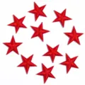 Red star embroidered patch detail view, fabric applique for clothing DIY decoration. - 3cm / Red
