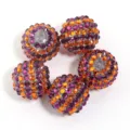 Colorful resin rhinestone beads with sparkling crystal surface for DIY jewelry making crafts accessories. - 20mm / Purple and Orange