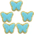Dettaglio toppa farfalla ciniglia blu, bordo glitter oro accessorio fai da te per telefono. - Farfalla / 5.5cmx4.5cm (8g/Confezione) / Blu