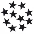 Closeup view showing multiple black star embroidered patches with fine stitching details. - 3cm / Black