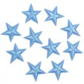 Blue embroidered star patches detail view showing clear texture and neat stitching work - 3cm / Light Blue