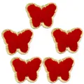 Toppa farfalla ricamo ciniglia rossa bordo dorato accessorio abbigliamento DIY 5 pezzi - Farfalla / 5.5cmx4.5cm (8g/Confezione) / Rosso
