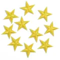 Detailed shot of yellow embroidered star iron-on patches, perfect for clothing DIY decoration. - 3cm / Yellow
