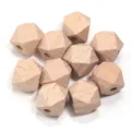 Naturholz geometrische facettierte Perlen mit Loch für DIY Armbänder Handwerk Schmuckherstellung. - 2cm (10 Stück/Packung) / Buchenfarbe