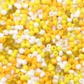 Bunte Glasperlen Detailansicht, lebendiger Gelb-Weiß-Mix für Schmuck DIY und Schleim. - 40g/Packung / Gemischte gelbe Serie