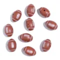 Brown wooden American football shape loose beads for DIY bracelet jewelry crafting parts - 1.9cm (Hole 2.9mm) / Oval Rugby
