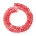 Red crackle glass abacus beads detail shot, ideal for DIY jewelry making and bracelets. - Approx 75 Pieces/Pack / Red